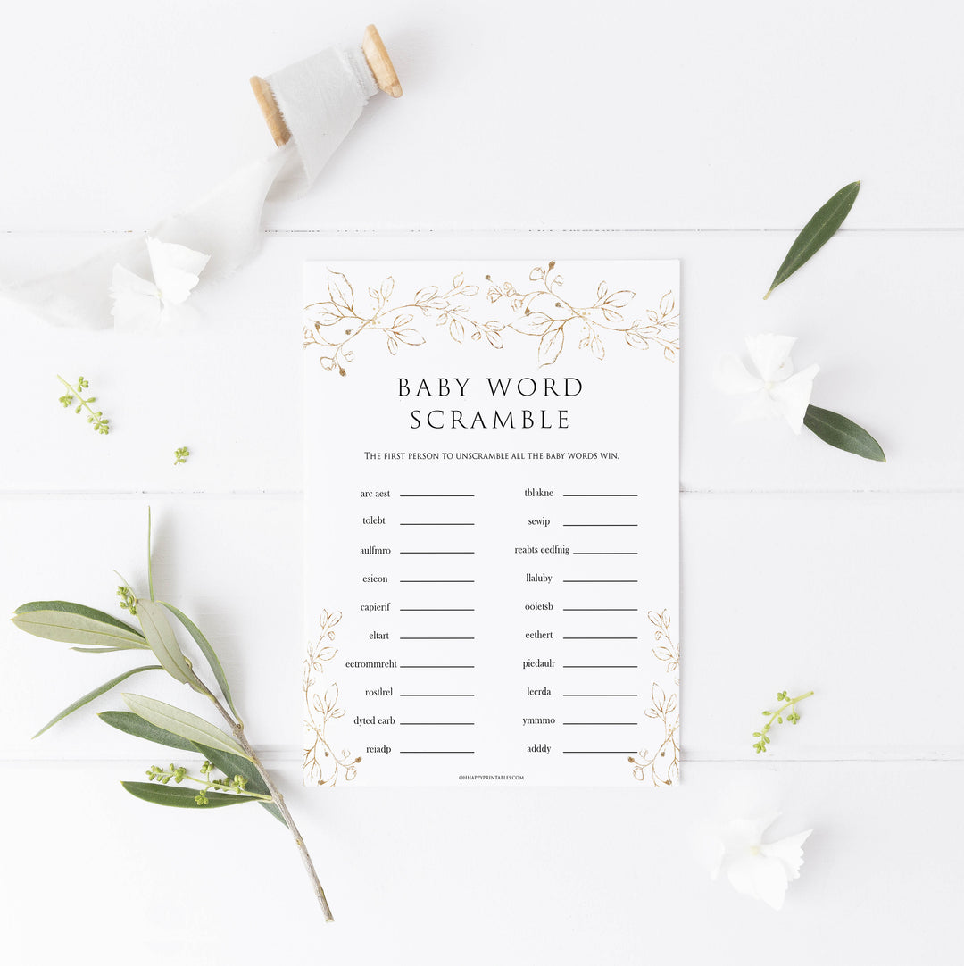 baby word scramble game, Printable baby shower games, gold leaf baby games, baby shower games, fun baby shower ideas, top baby shower ideas, gold leaf baby shower, baby shower games, fun gold leaf baby shower ideas