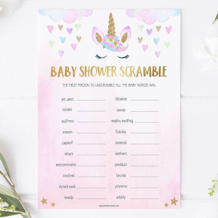 baby word scramble game, Printable baby shower games, unicorn baby games, baby shower games, fun baby shower ideas, top baby shower ideas, unicorn baby shower, baby shower games, fun unicorn baby shower ideas