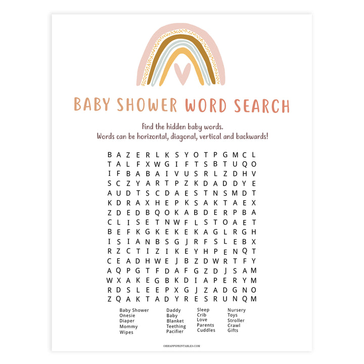 baby shower word search game, Printable baby shower games, boho rainbow baby games, baby shower games, fun baby shower ideas, top baby shower ideas, boho rainbow baby shower, baby shower games, fun boho rainbow baby shower ideas