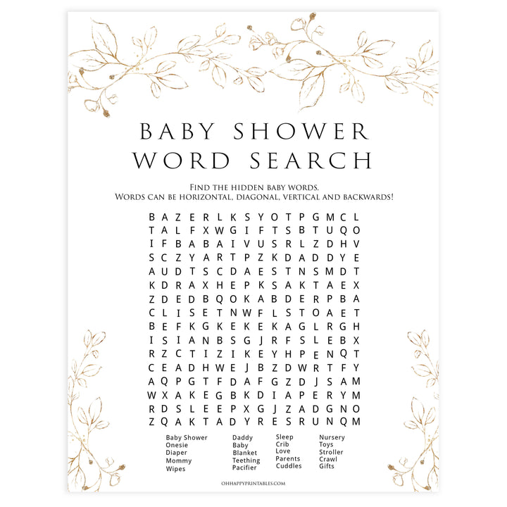 baby shower word search game, Printable baby shower games, gold leaf baby games, baby shower games, fun baby shower ideas, top baby shower ideas, gold leaf baby shower, baby shower games, fun gold leaf baby shower ideas