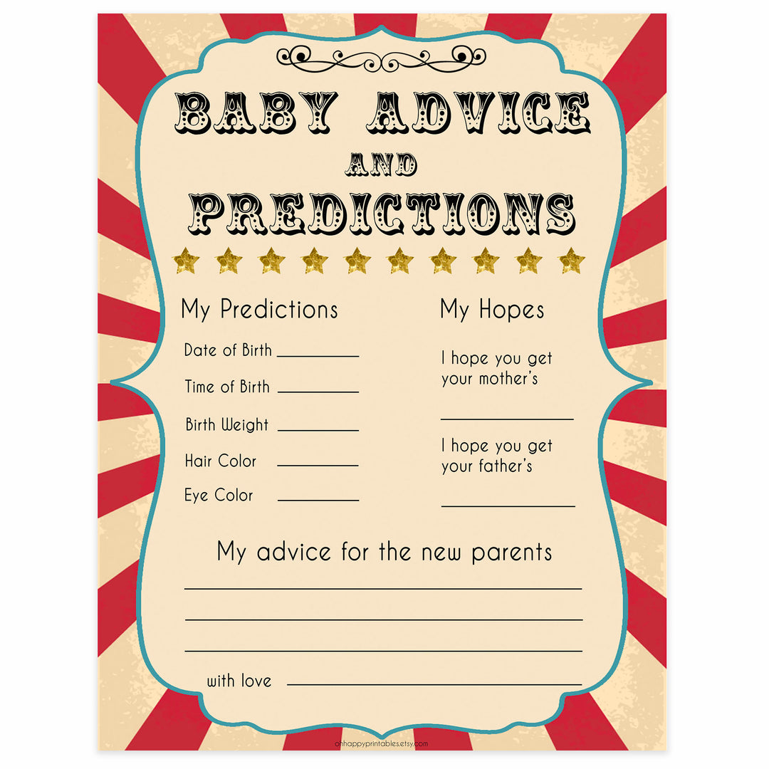 baby advice and predictions circus theme baby shower games, Circus baby games, Circus baby shower themes