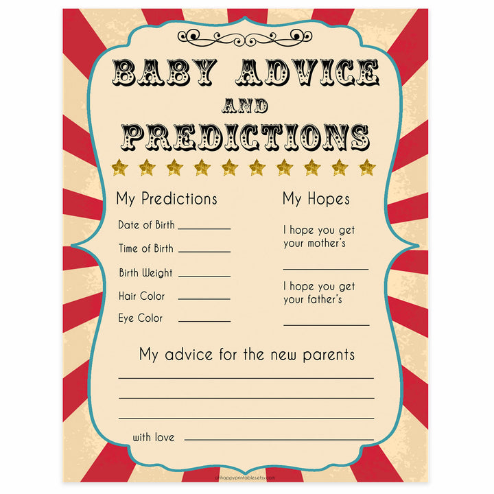 baby advice and predictions circus theme baby shower games, Circus baby games, Circus baby shower themes