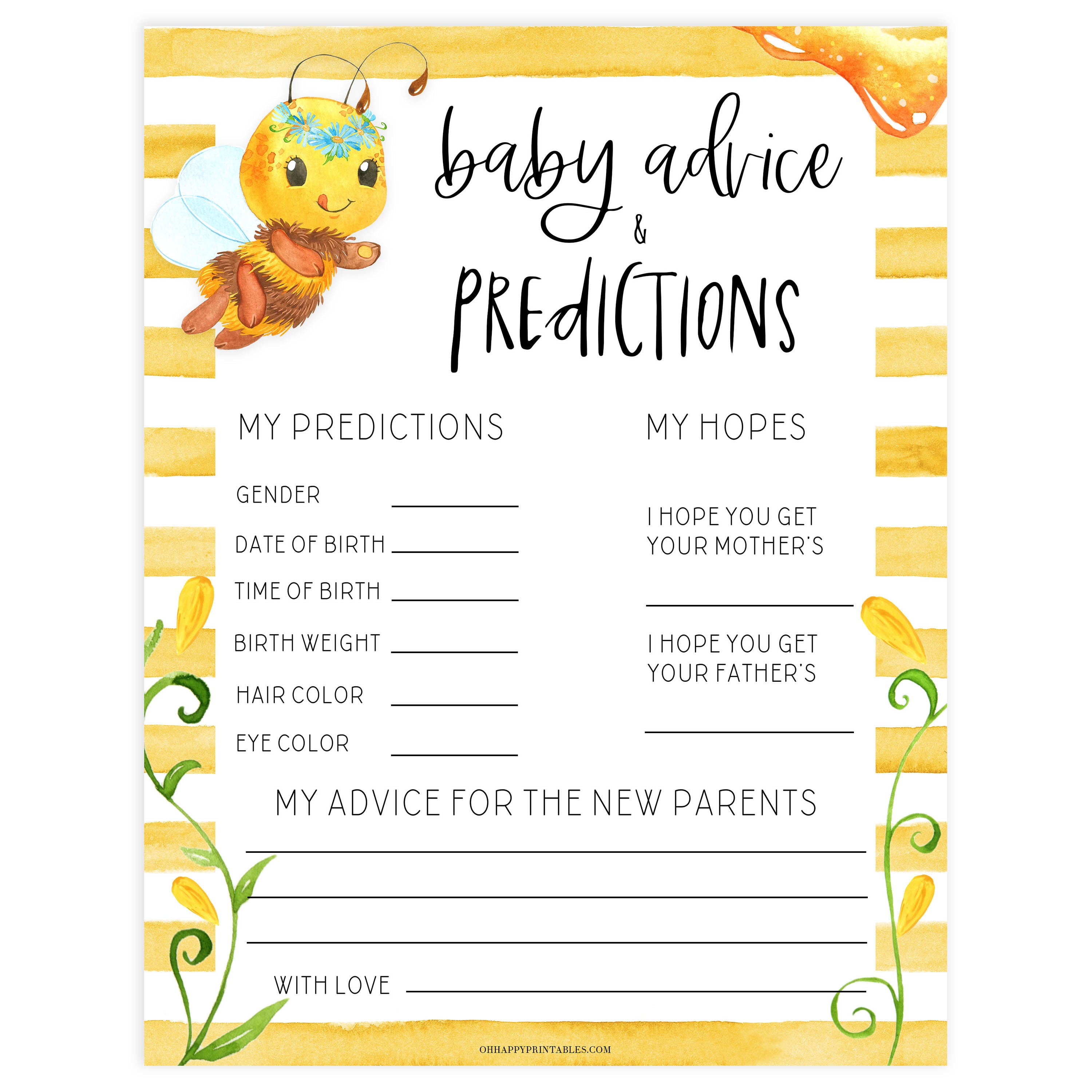 baby advice and predictions keepsake, Printable baby shower games, mommy bee fun baby games, baby shower games, fun baby shower ideas, top baby shower ideas, mommy to bee baby shower, friends baby shower ideas
