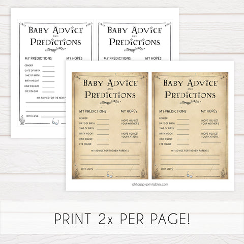 Baby advice and predictions game, baby advice keepsake, Wizard baby shower games, printable baby shower games, Harry Potter baby games, Harry Potter baby shower, fun baby shower games,  fun baby ideas