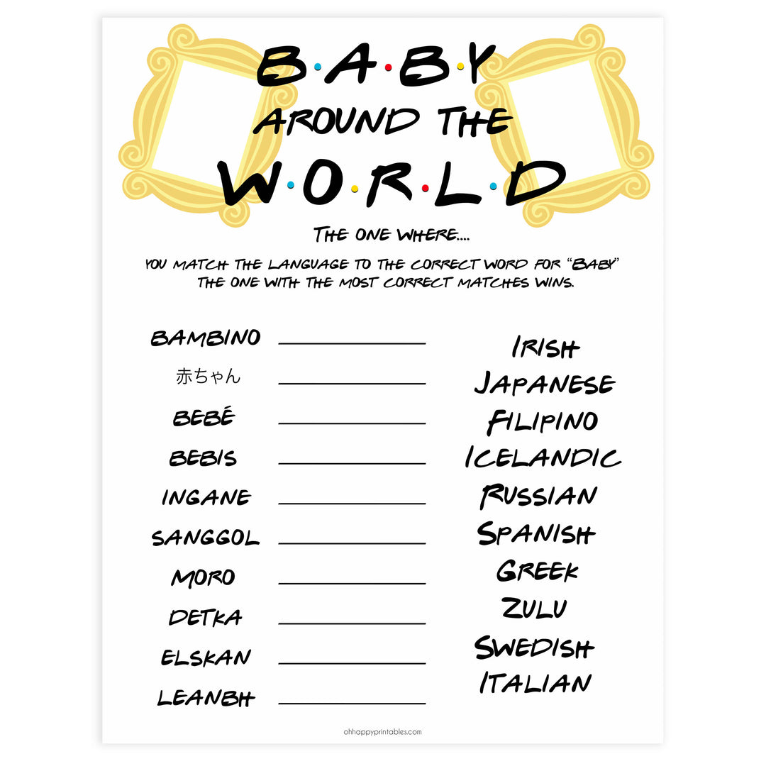 Baby Around The World Game, Printable baby shower games, friends fun baby games, baby shower games, fun baby shower ideas, top baby shower ideas, friends baby shower, friends baby shower ideas