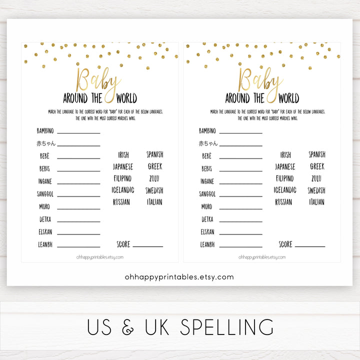 gold baby shower games, baby around the world games, printable baby games, fun baby games, popular baby games, baby shower games, gold baby games