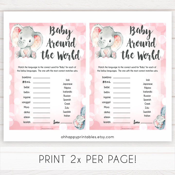 pink elephant baby games, baby around the world baby shower games, printable baby shower games, baby shower games, fun baby games, popular baby games, pink baby games