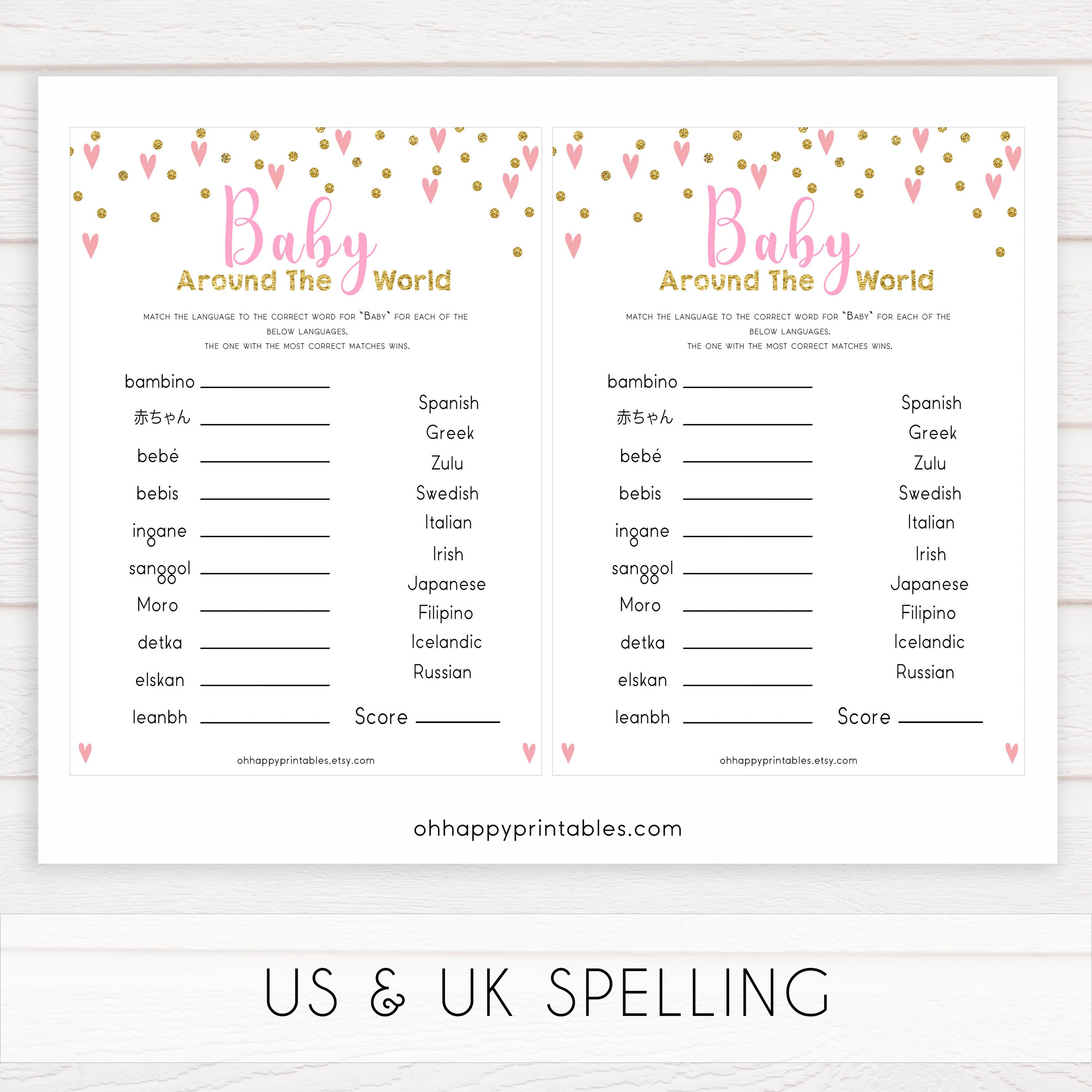 pink hearts baby shower, baby around the world baby game, printable baby games, pink baby games, girl baby games, top 10 baby games, fun baby games