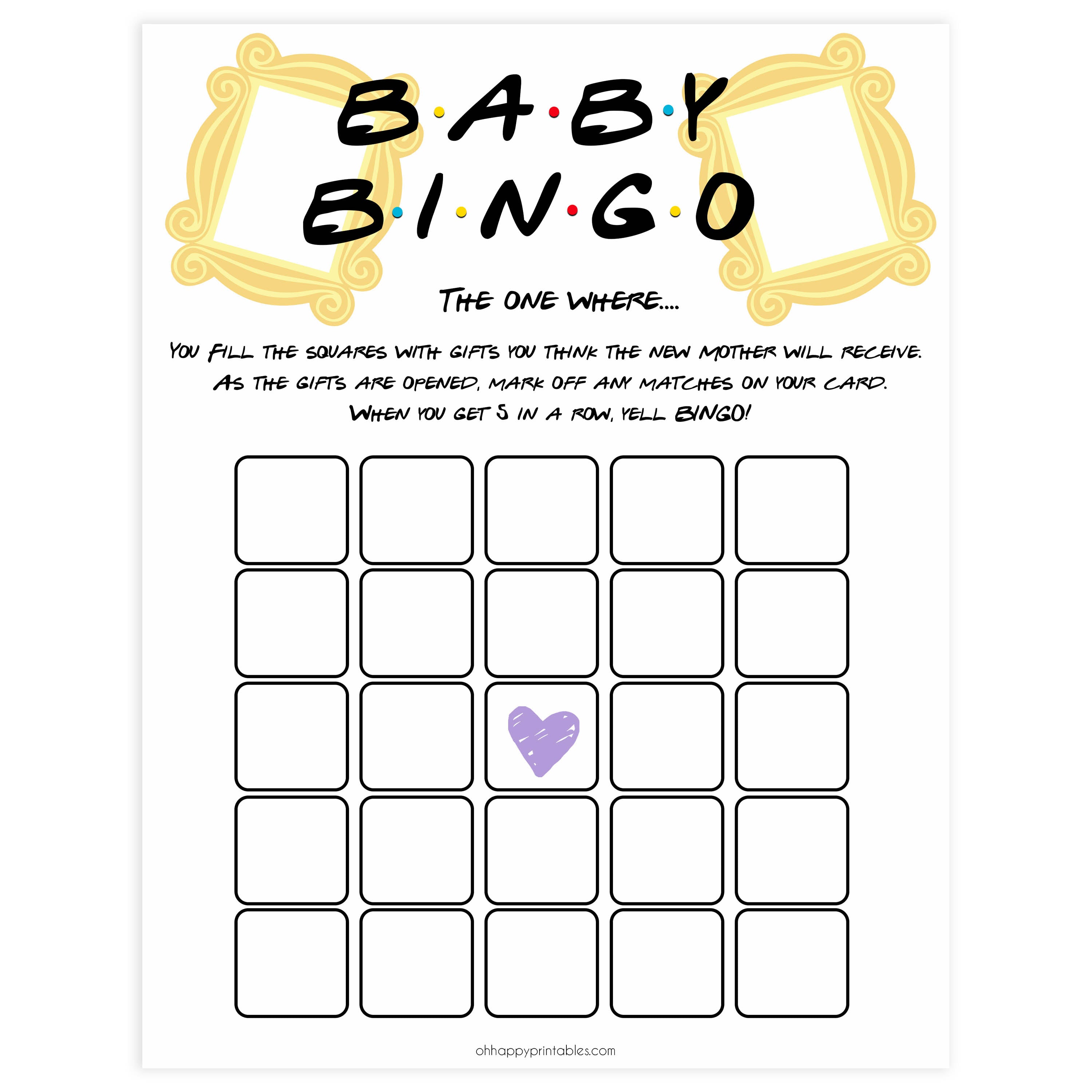 baby shower bingo, Printable baby shower games, friends fun baby games, baby shower games, fun baby shower ideas, top baby shower ideas, friends baby shower, friends baby shower ideas