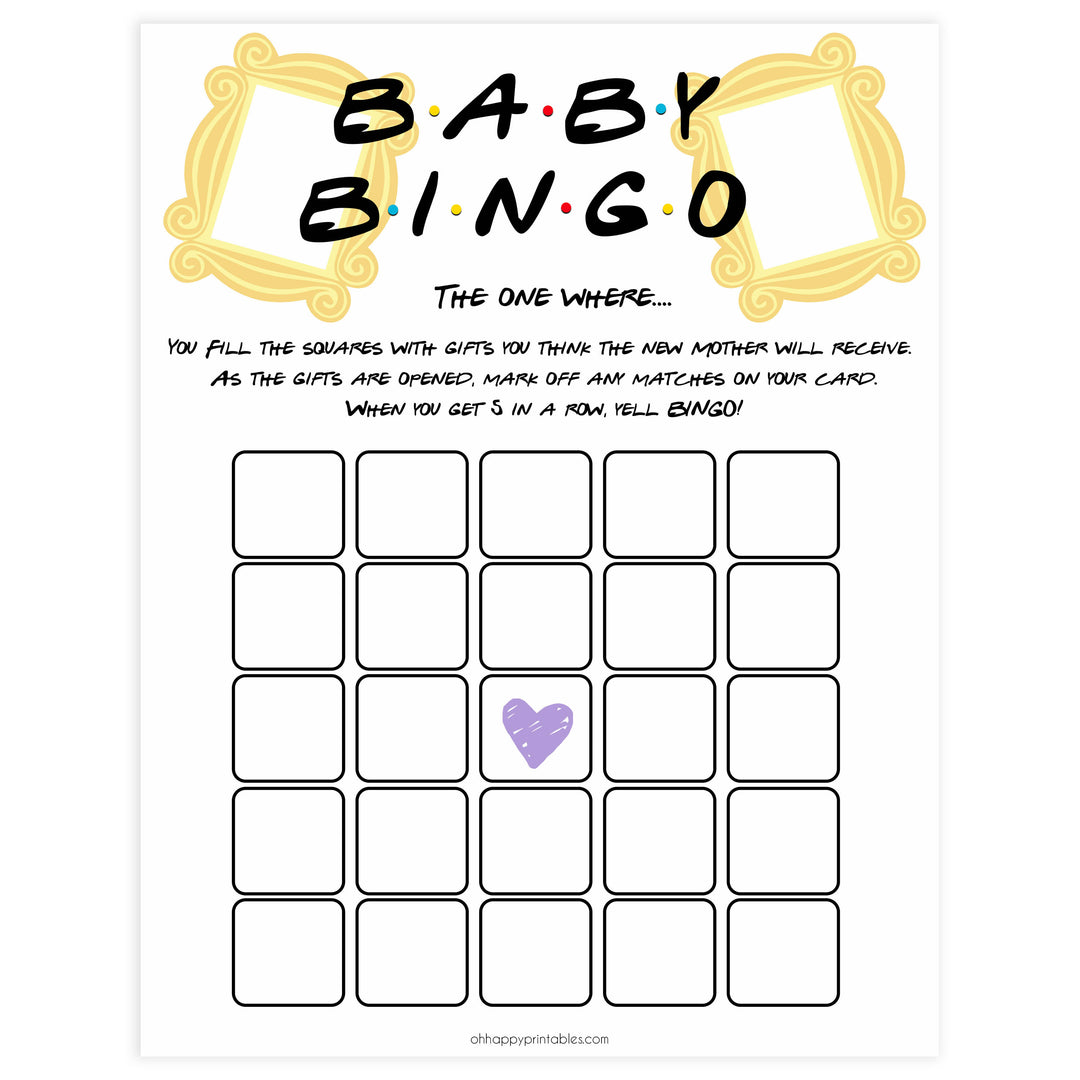 baby shower bingo, Printable baby shower games, friends fun baby games, baby shower games, fun baby shower ideas, top baby shower ideas, friends baby shower, friends baby shower ideas