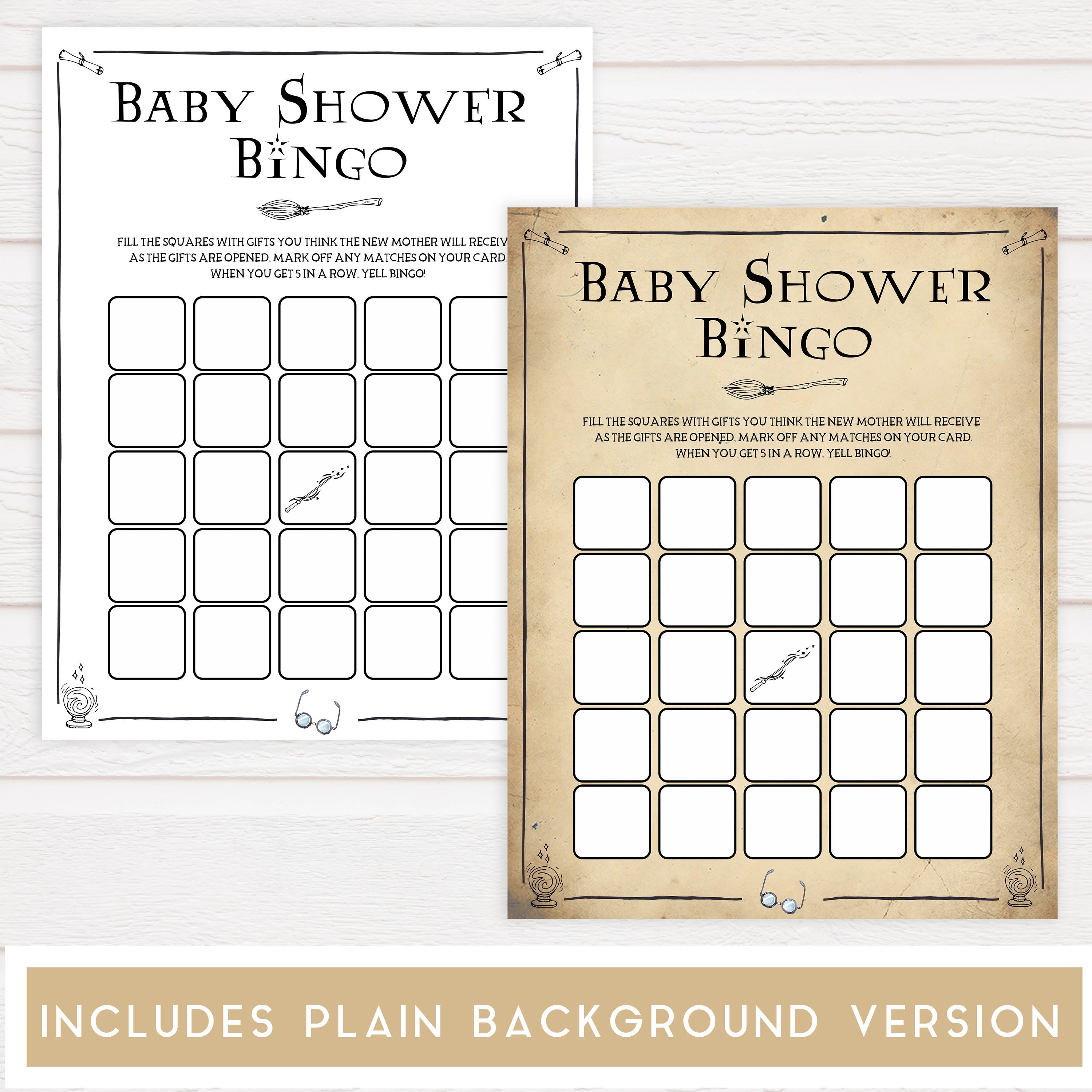 Baby Shower Bingo, Wizard baby shower games, printable baby shower games, Harry Potter baby games, Harry Potter baby shower, fun baby shower games,  fun baby ideas