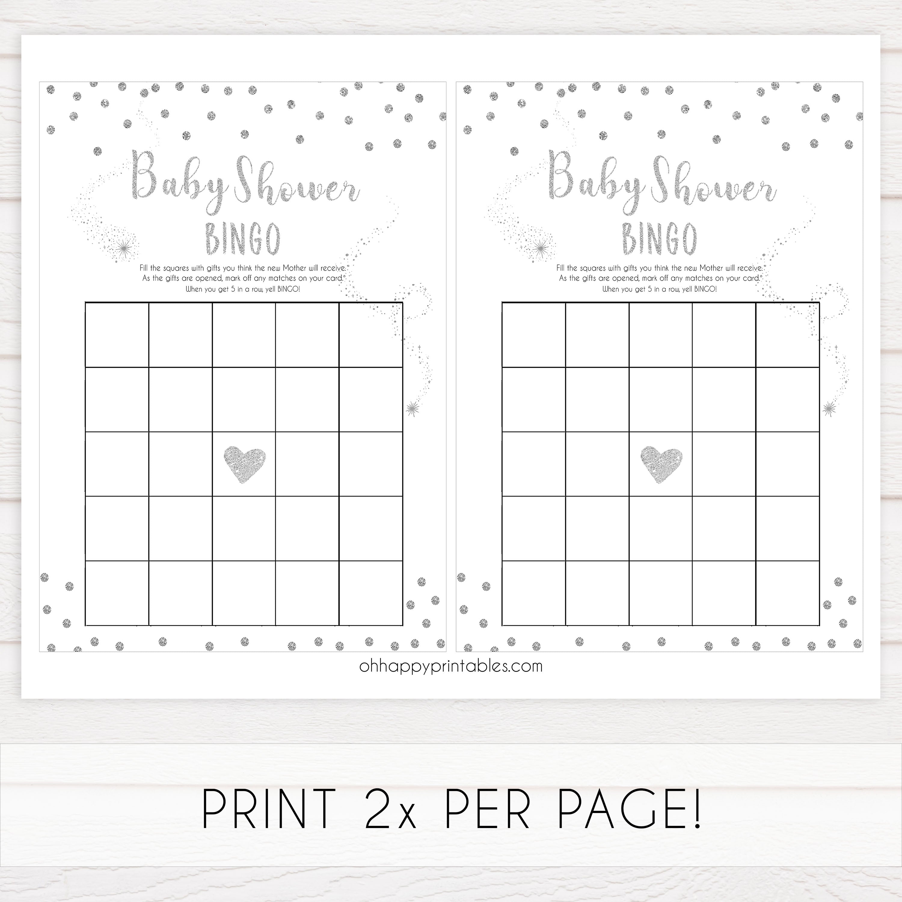 baby shower bingo, Printable baby shower games, baby silver glitter fun baby games, baby shower games, fun baby shower ideas, top baby shower ideas, silver glitter shower baby shower, friends baby shower ideas
