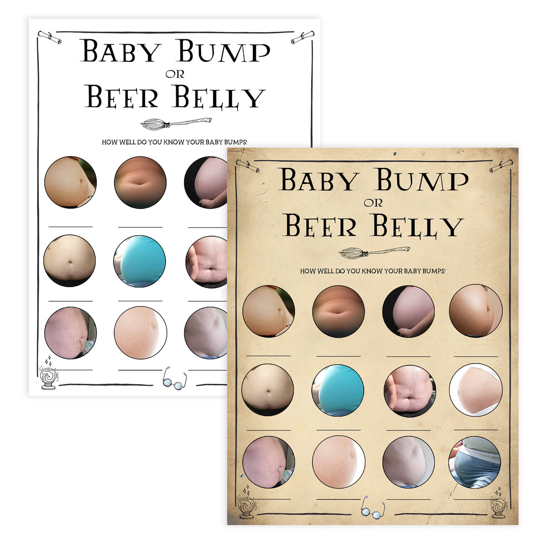 baby bump or beer belly game, Wizard baby shower games, printable baby shower games, Harry Potter baby games, Harry Potter baby shower, fun baby shower games,  fun baby ideas