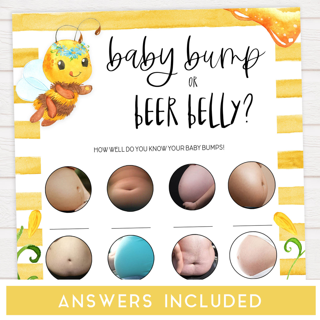 baby bump or beer belly Printable baby shower games, mommy bee fun baby games, baby shower games, fun baby shower ideas, top baby shower ideas, mommy to bee baby shower, friends baby shower ideas