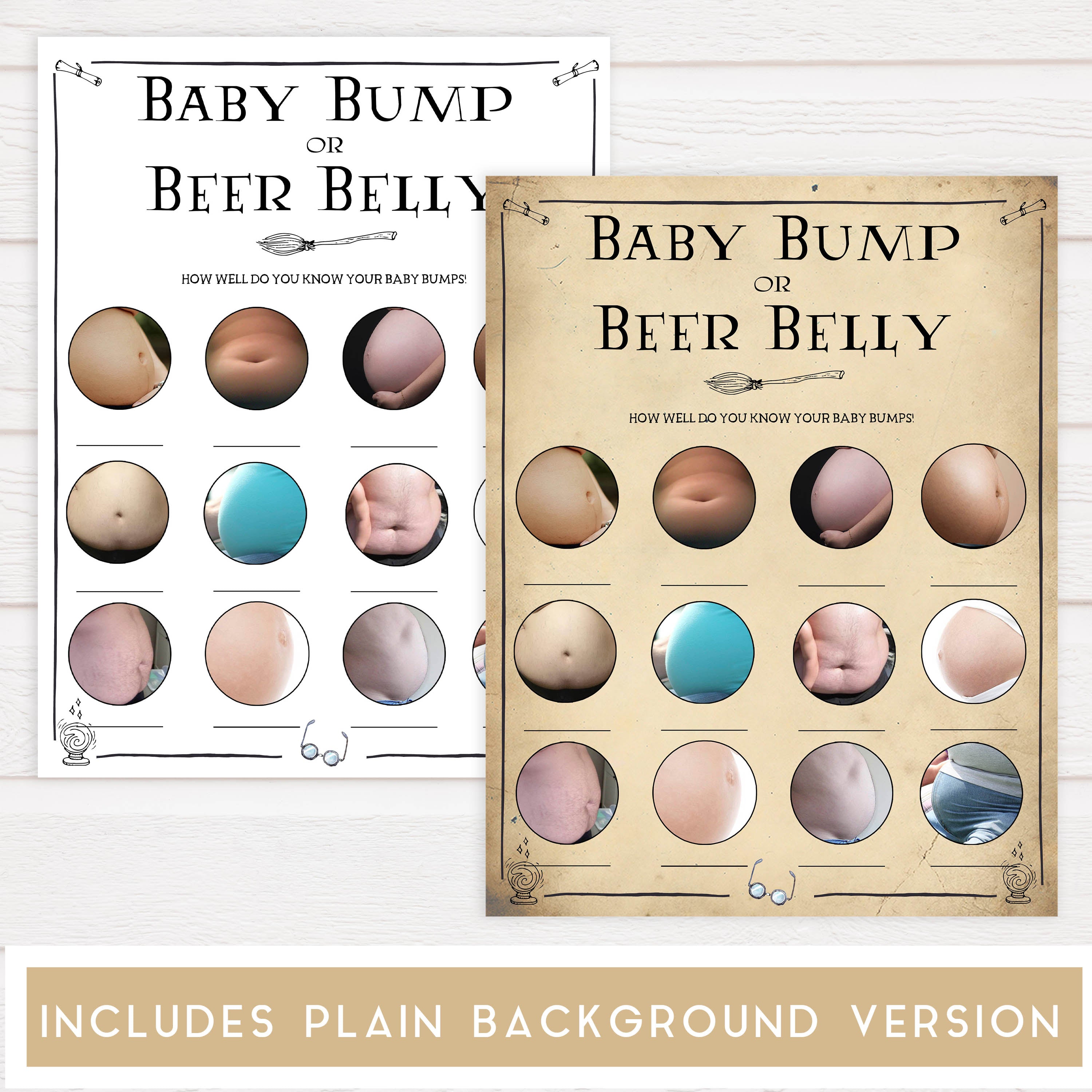 baby bump or beer belly game, Wizard baby shower games, printable baby shower games, Harry Potter baby games, Harry Potter baby shower, fun baby shower games,  fun baby ideas