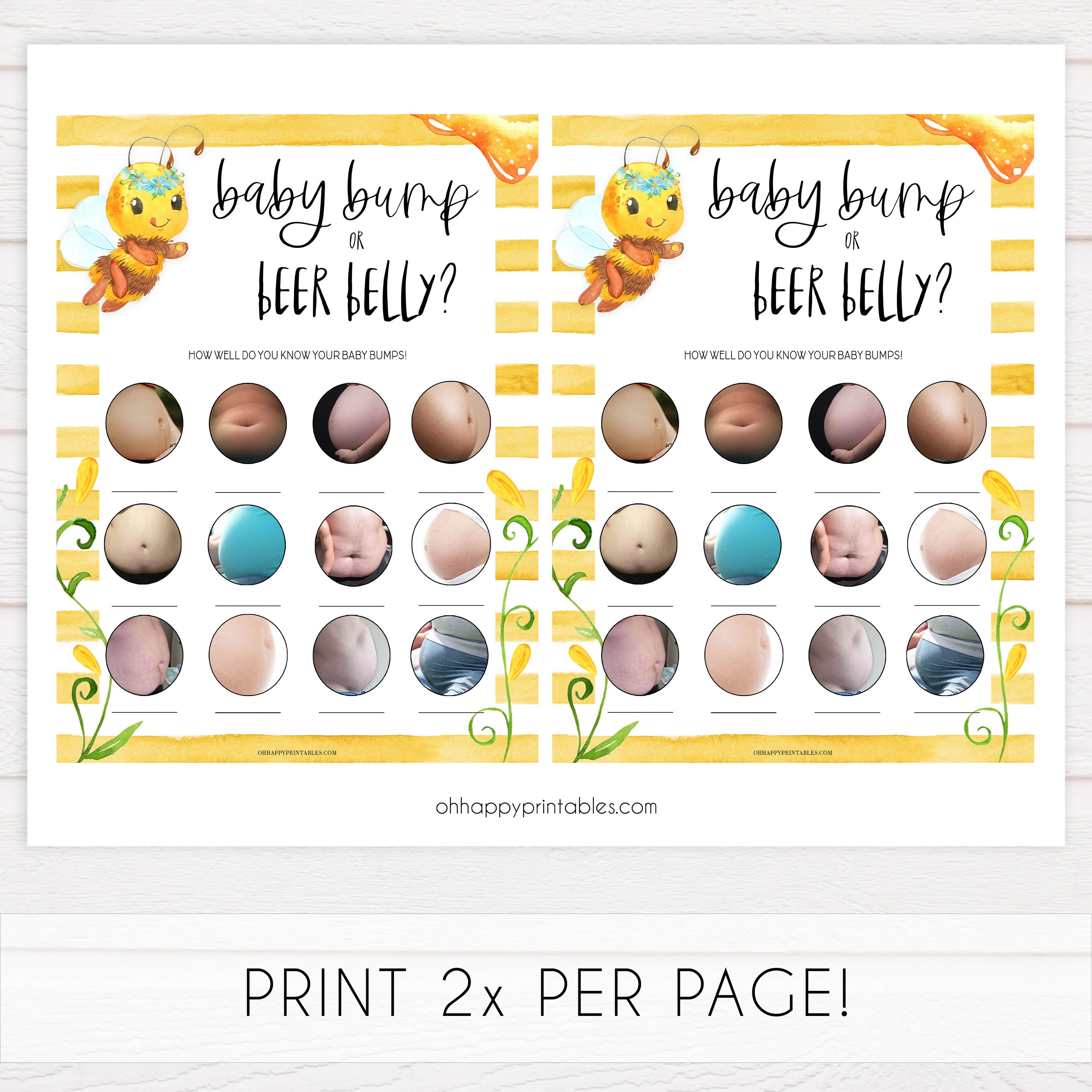 baby bump or beer belly Printable baby shower games, mommy bee fun baby games, baby shower games, fun baby shower ideas, top baby shower ideas, mommy to bee baby shower, friends baby shower ideas