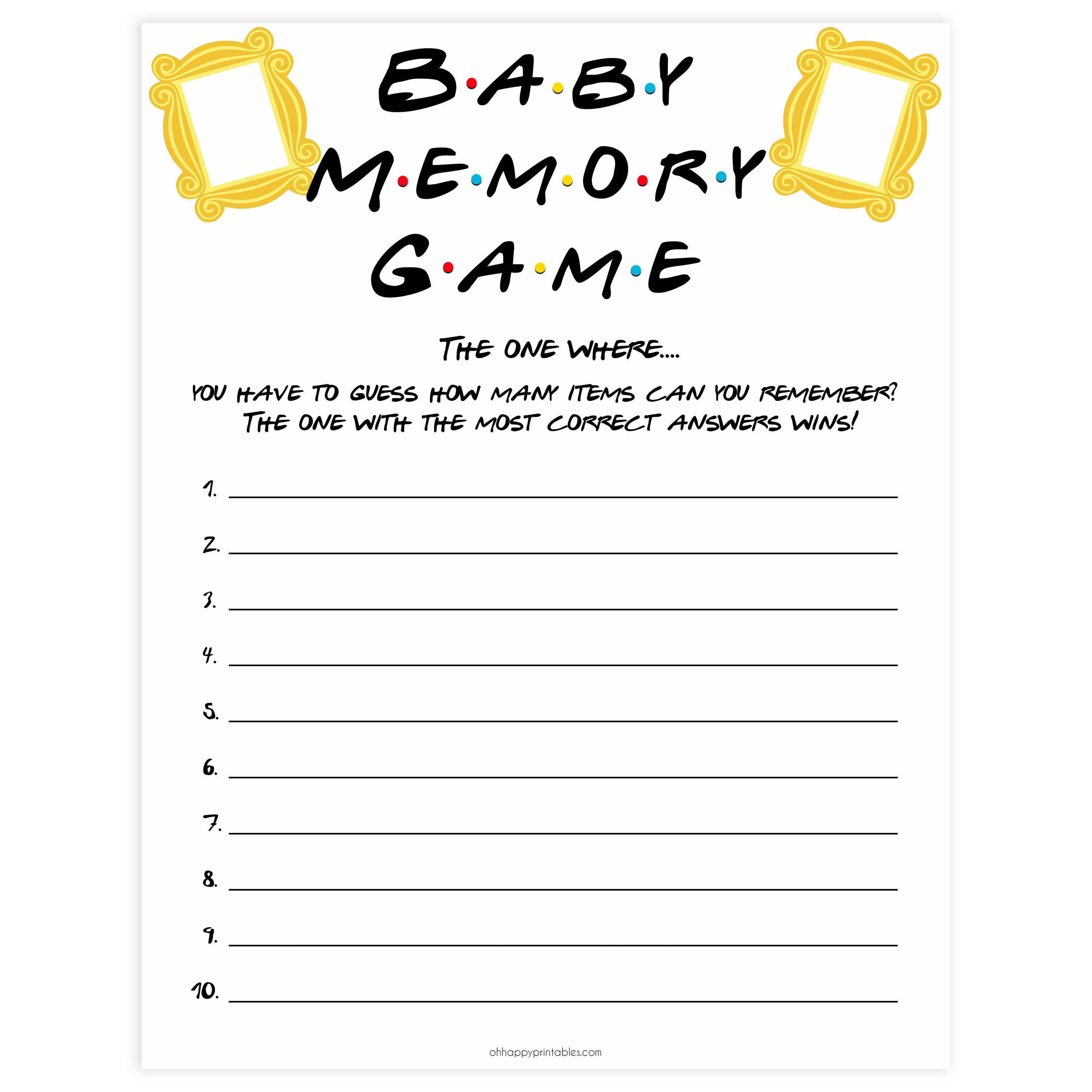baby memory game, Printable baby shower games, friends fun baby games, baby shower games, fun baby shower ideas, top baby shower ideas, friends baby shower, friends baby shower ideas