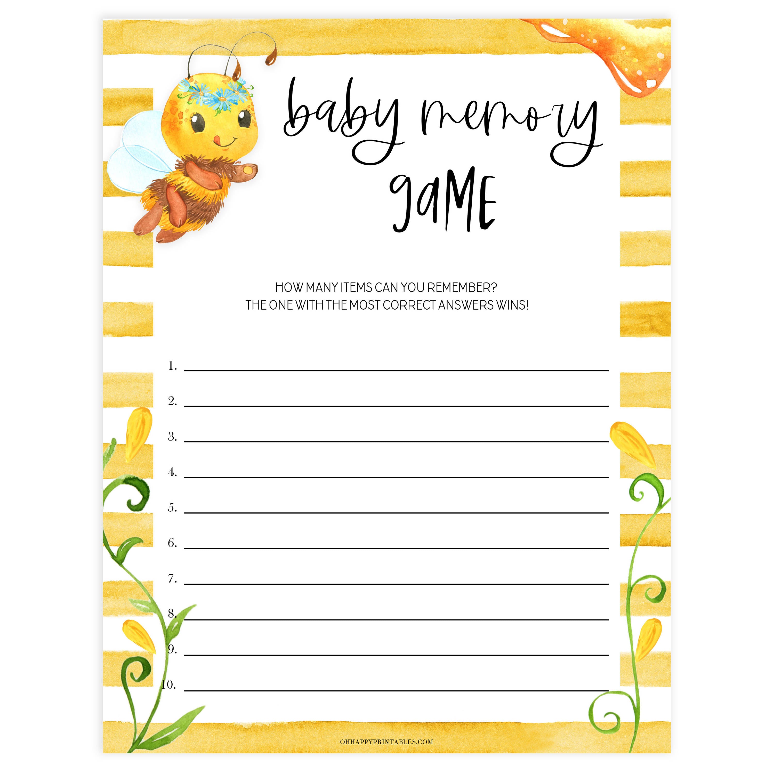 baby memory games, Printable baby shower games, mommy bee fun baby games, baby shower games, fun baby shower ideas, top baby shower ideas, mommy to bee baby shower, friends baby shower ideas