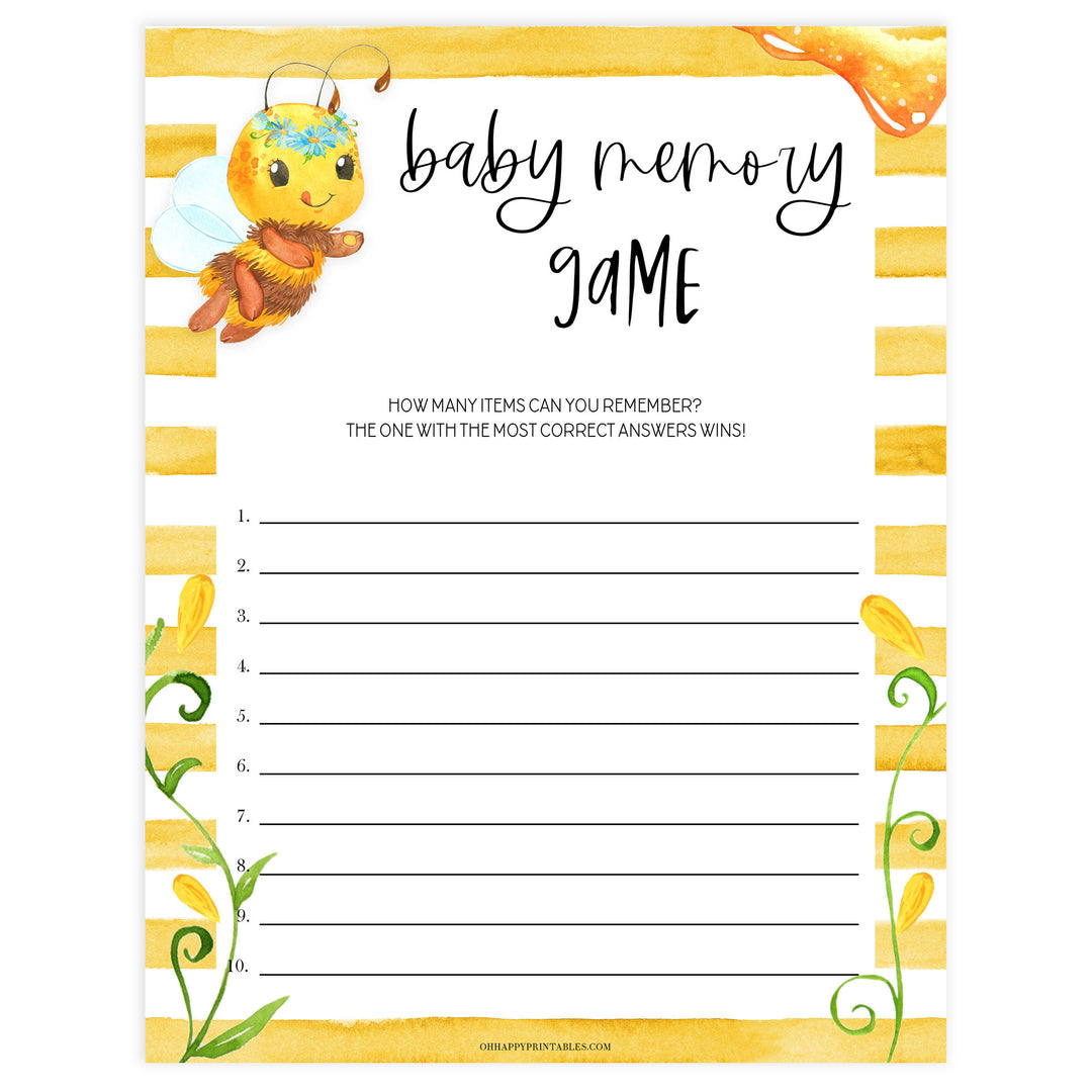 baby memory games, Printable baby shower games, mommy bee fun baby games, baby shower games, fun baby shower ideas, top baby shower ideas, mommy to bee baby shower, friends baby shower ideas