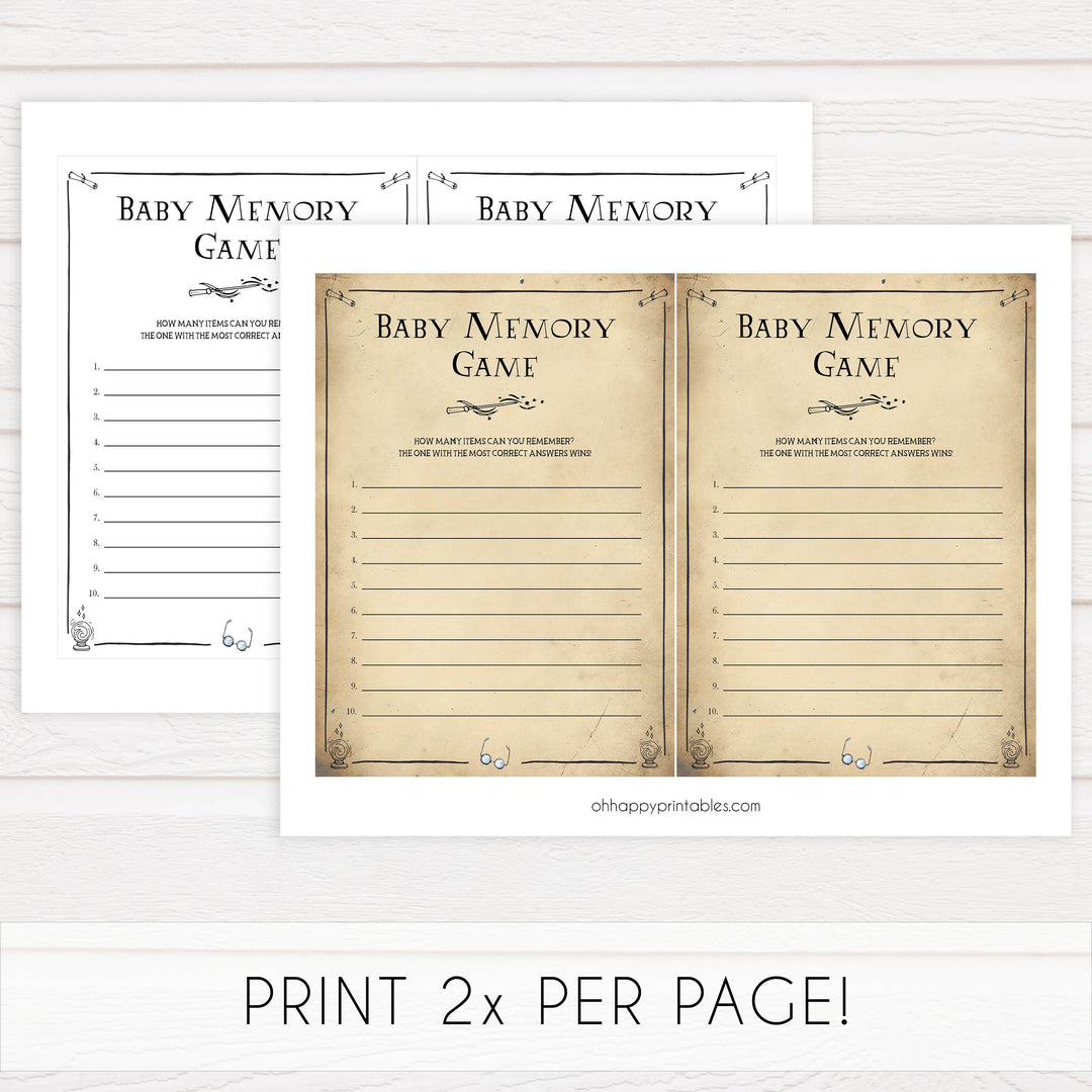 Baby Memory Game, Wizard baby shower games, printable baby shower games, Harry Potter baby games, Harry Potter baby shower, fun baby shower games,  fun baby ideas