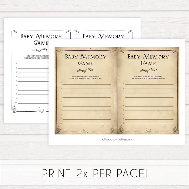 Baby Memory Game, Wizard baby shower games, printable baby shower games, Harry Potter baby games, Harry Potter baby shower, fun baby shower games,  fun baby ideas