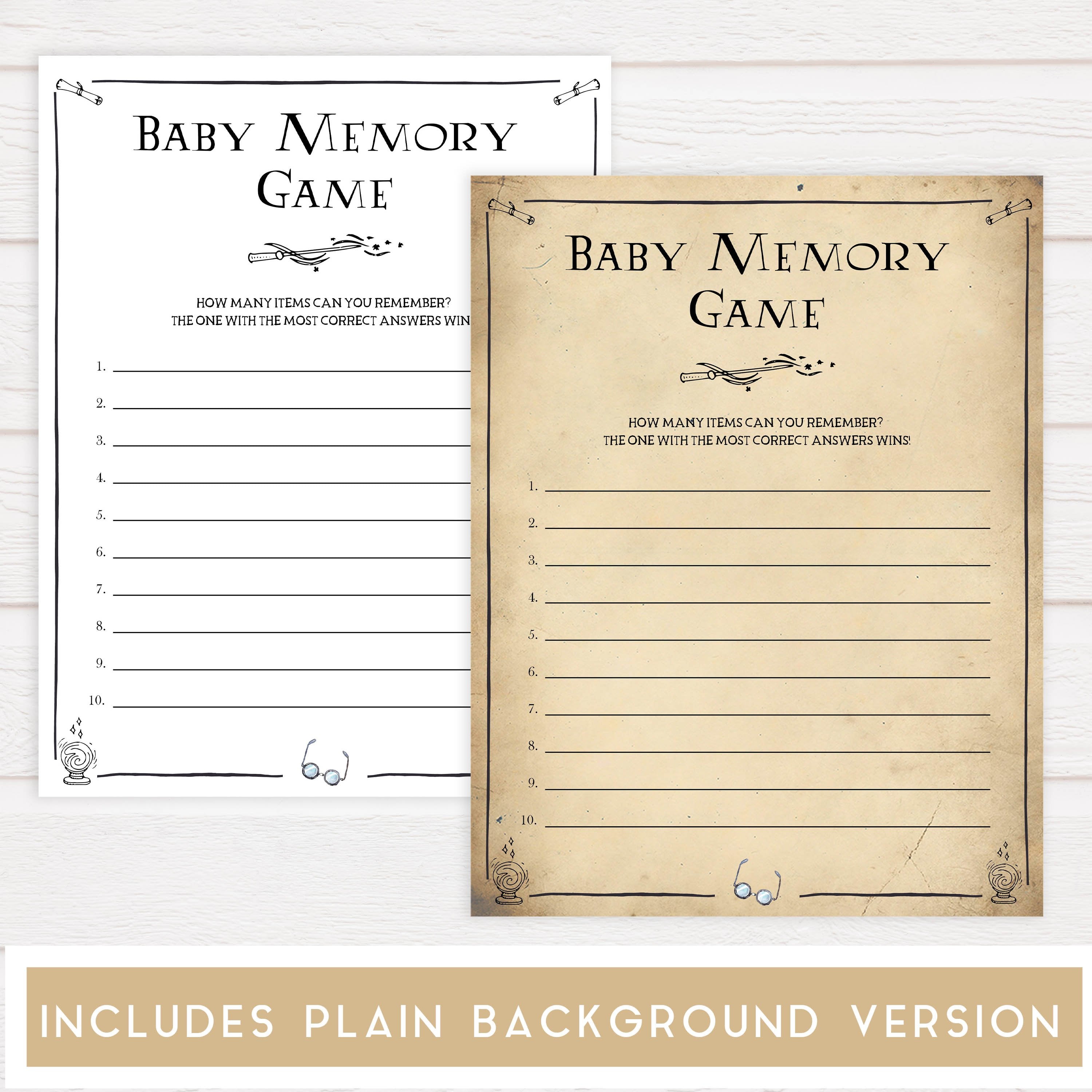 Baby Memory Game, Wizard baby shower games, printable baby shower games, Harry Potter baby games, Harry Potter baby shower, fun baby shower games,  fun baby ideas
