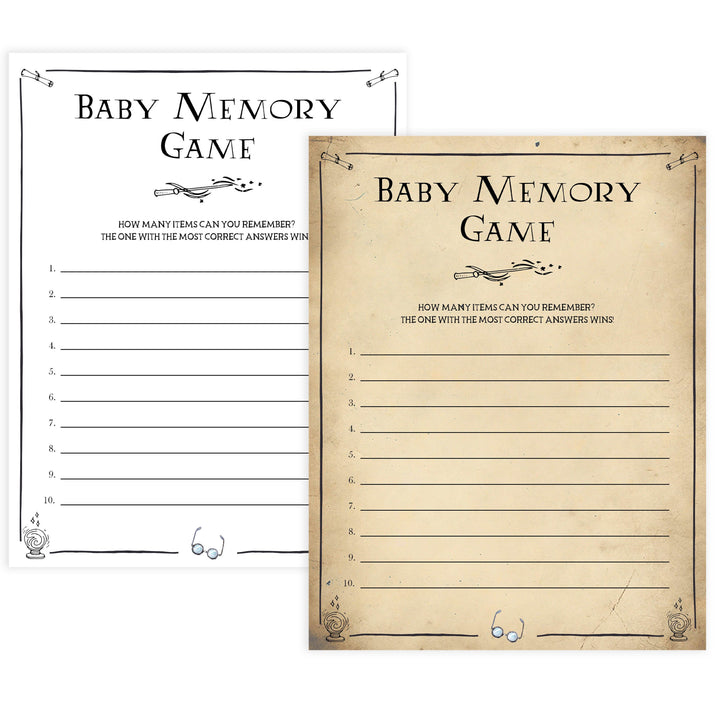 Baby Memory Game, Wizard baby shower games, printable baby shower games, Harry Potter baby games, Harry Potter baby shower, fun baby shower games,  fun baby ideas