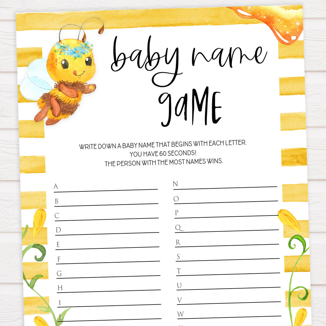 baby name race game, Printable baby shower games, mommy bee fun baby games, baby shower games, fun baby shower ideas, top baby shower ideas, mommy to bee baby shower, friends baby shower ideas