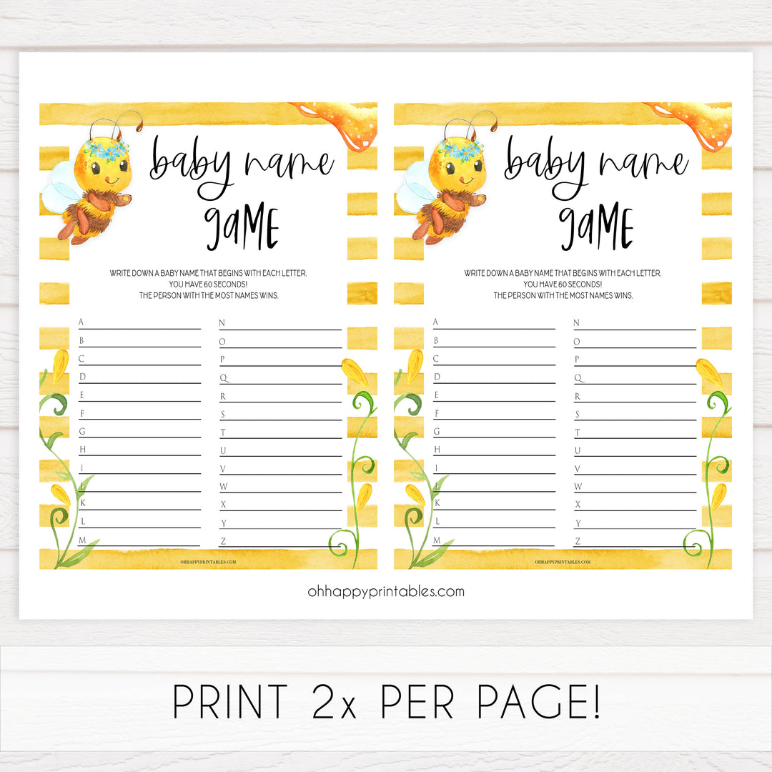 baby name race game, Printable baby shower games, mommy bee fun baby games, baby shower games, fun baby shower ideas, top baby shower ideas, mommy to bee baby shower, friends baby shower ideas