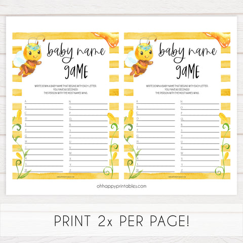baby name race game, Printable baby shower games, mommy bee fun baby games, baby shower games, fun baby shower ideas, top baby shower ideas, mommy to bee baby shower, friends baby shower ideas
