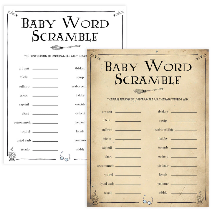 Baby Shower Scramble Game, Wizard baby shower games, printable baby shower games, Harry Potter baby games, Harry Potter baby shower, fun baby shower games,  fun baby ideas