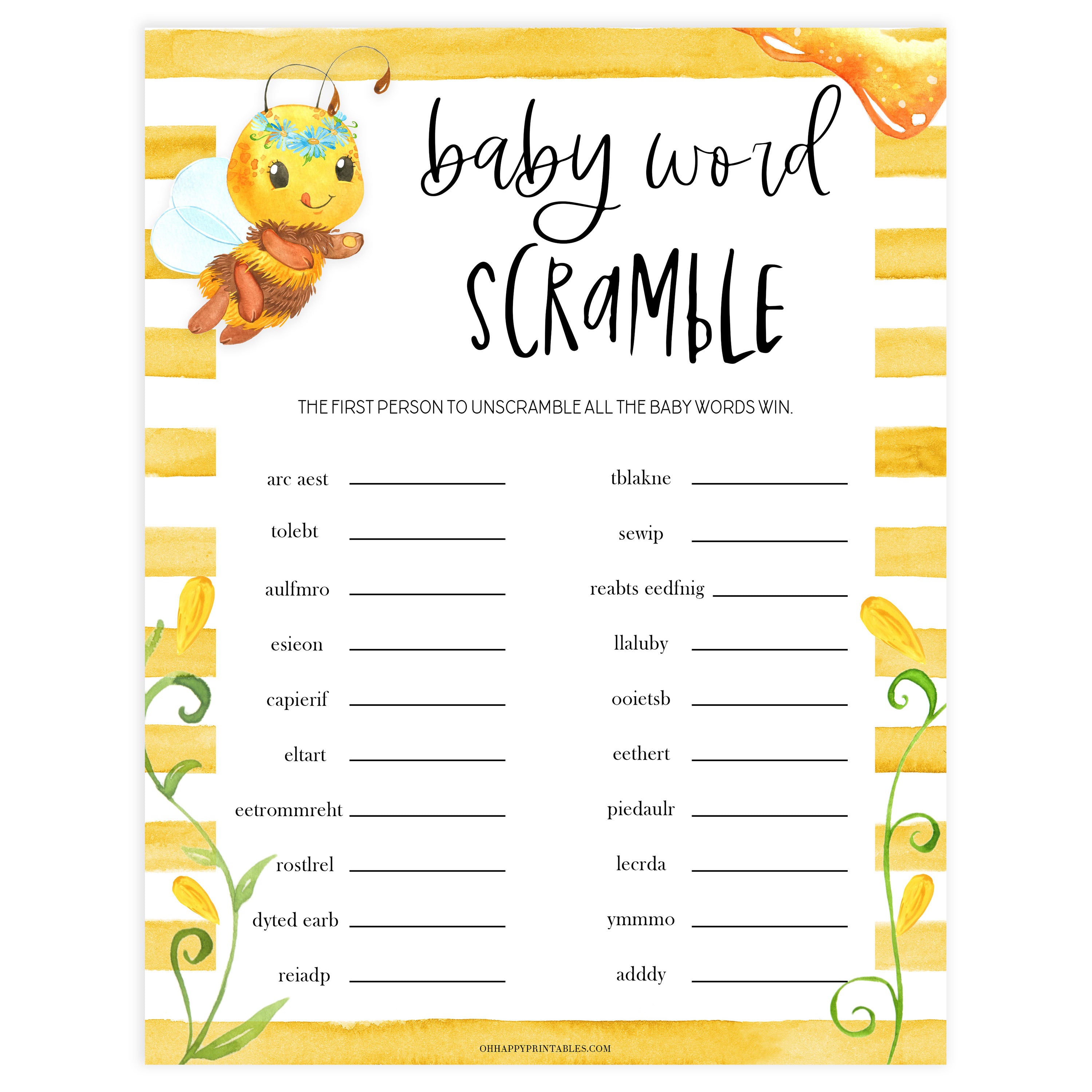 Easy Baby Shower Word Scramble Amazon.com: OLOUTAB 50 Baby Shower