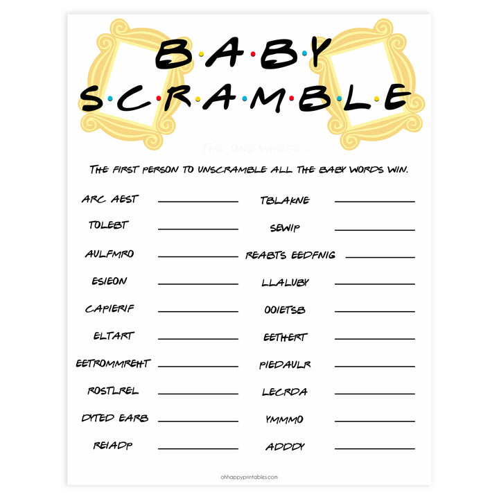 baby scramble game, Printable baby shower games, friends fun baby games, baby shower games, fun baby shower ideas, top baby shower ideas, friends baby shower, friends baby shower ideas