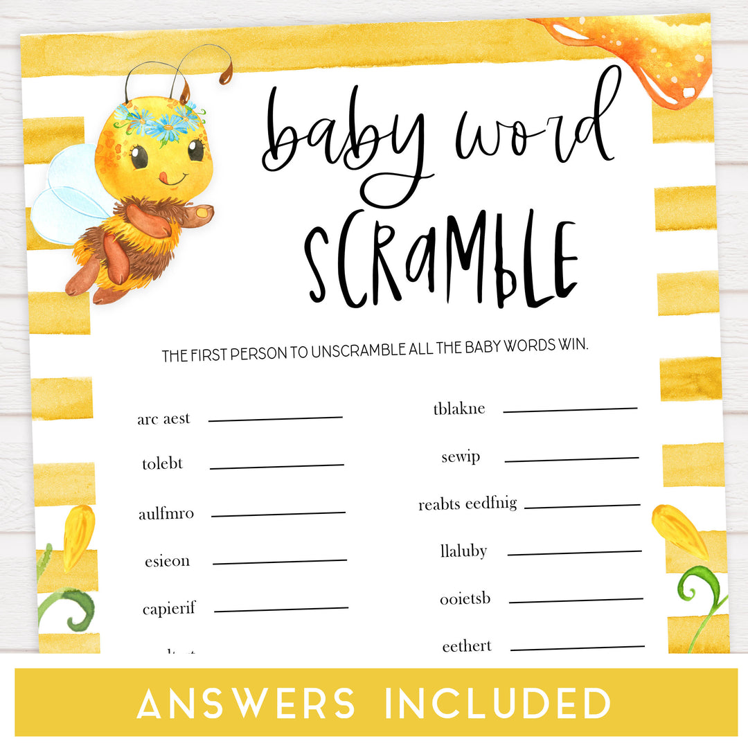 baby word scramble game, Printable baby shower games, mommy bee fun baby games, baby shower games, fun baby shower ideas, top baby shower ideas, mommy to bee baby shower, friends baby shower ideas
