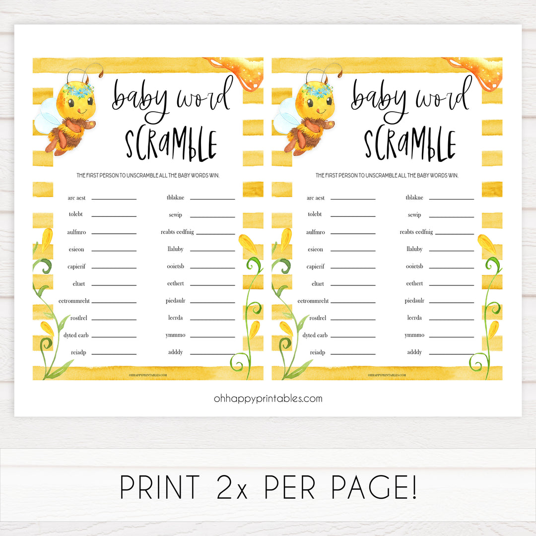baby word scramble game, Printable baby shower games, mommy bee fun baby games, baby shower games, fun baby shower ideas, top baby shower ideas, mommy to bee baby shower, friends baby shower ideas