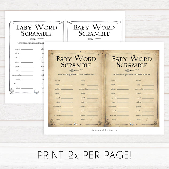 Baby Shower Scramble Game, Wizard baby shower games, printable baby shower games, Harry Potter baby games, Harry Potter baby shower, fun baby shower games,  fun baby ideas