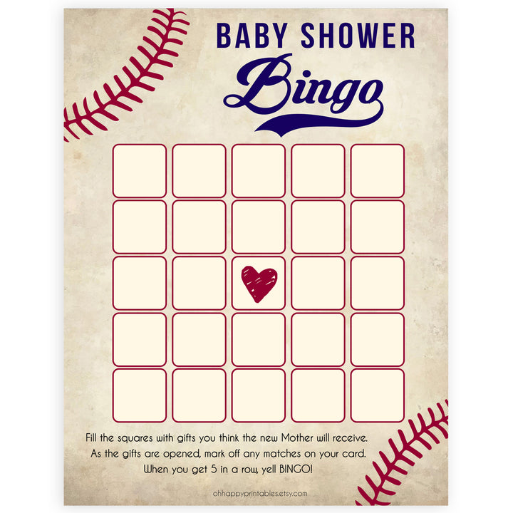 Baseball Baby Shower Bingo, Baseball Baby Shower Games, Baseball Baby Bingo Game, Printable Baby Shower Games, Baby Shower Games, printable baby shower games, fun baby shower games, popular baby shower games