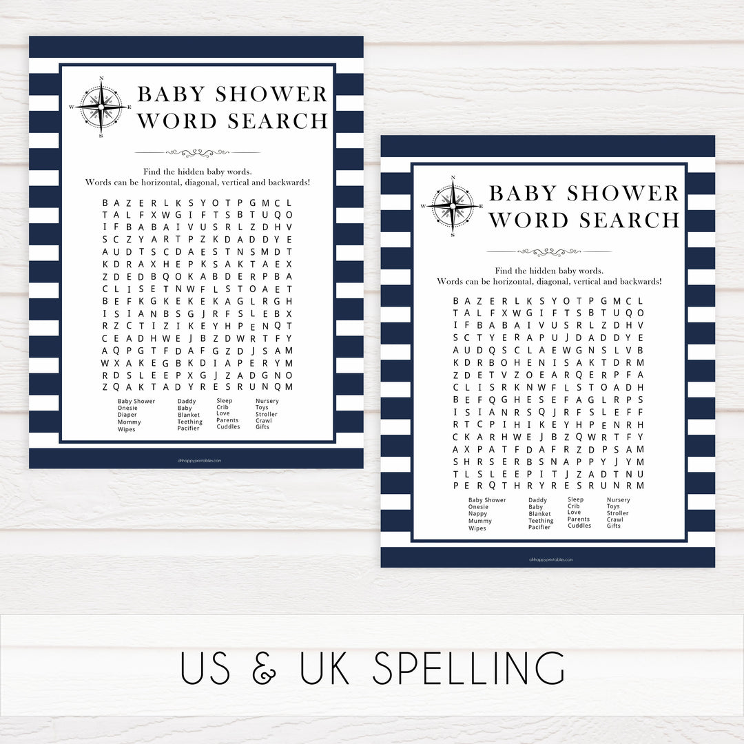 baby shower word search game, baby word search game, Printable baby shower games, nautical baby shower games, nautical baby games, fun baby shower games, top baby shower ideas