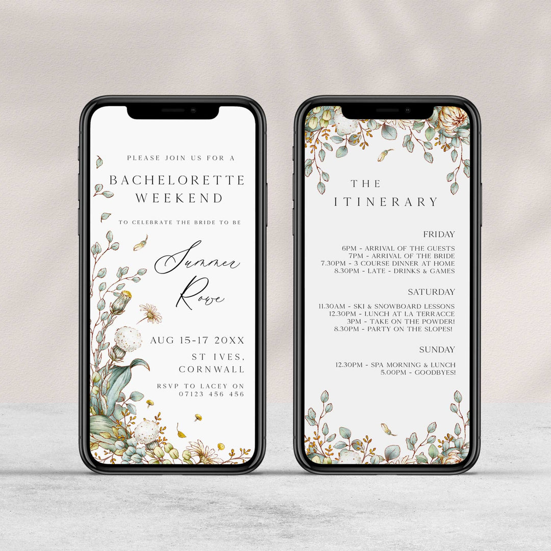 editable summer garden bridal shower mobile invitation, printable floral hen party invitation, summer garden bridal theme