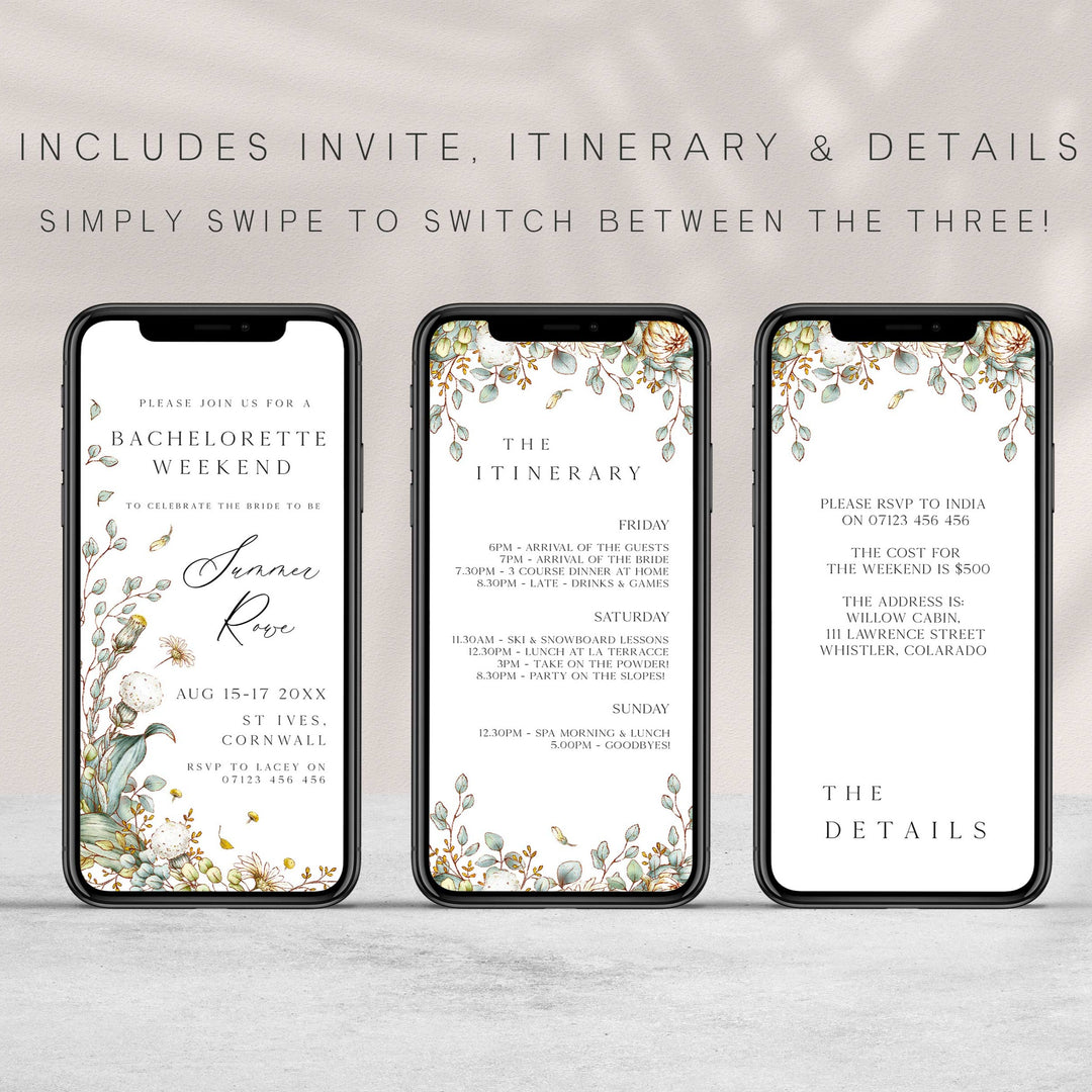editable summer garden bridal shower mobile invitation, printable floral hen party invitation, summer garden bridal theme