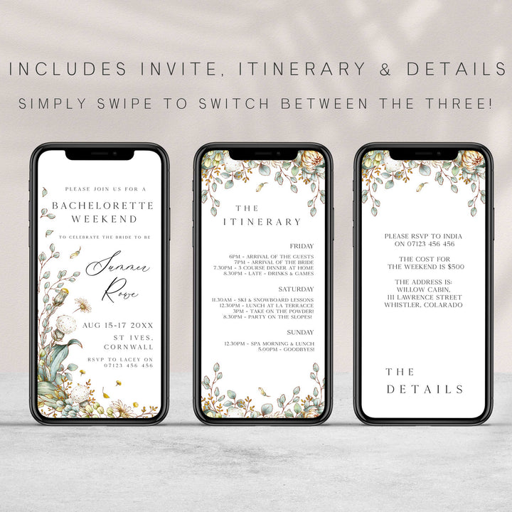 editable summer garden bridal shower mobile invitation, printable floral hen party invitation, summer garden bridal theme