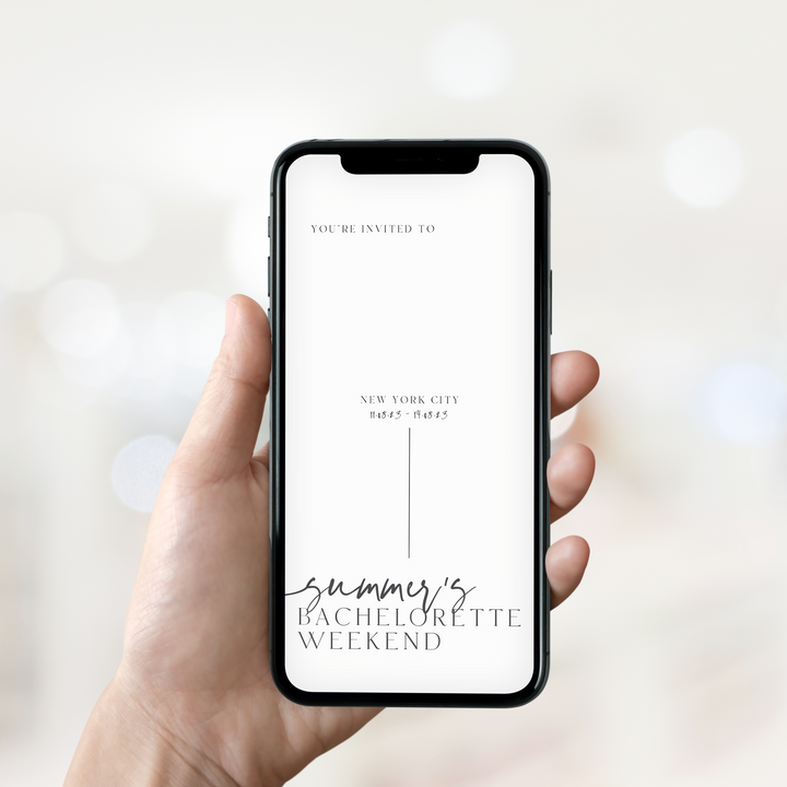 Fully editable, printable and mobile bachelorette invitation and welcome signs with a modern minimalist design. Perfect for a modern minimalist Bachelorette themed party