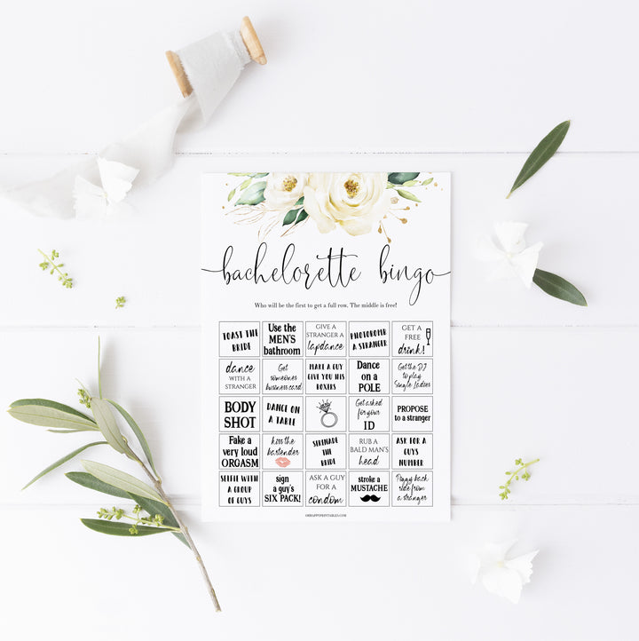 bachelorette party bingo game, party bingo, Printable bachelorette games, floral bachelorette, floral hen party games, fun hen party games, bachelorette game ideas, floral adult party games, naughty hen games, naughty bachelorette games