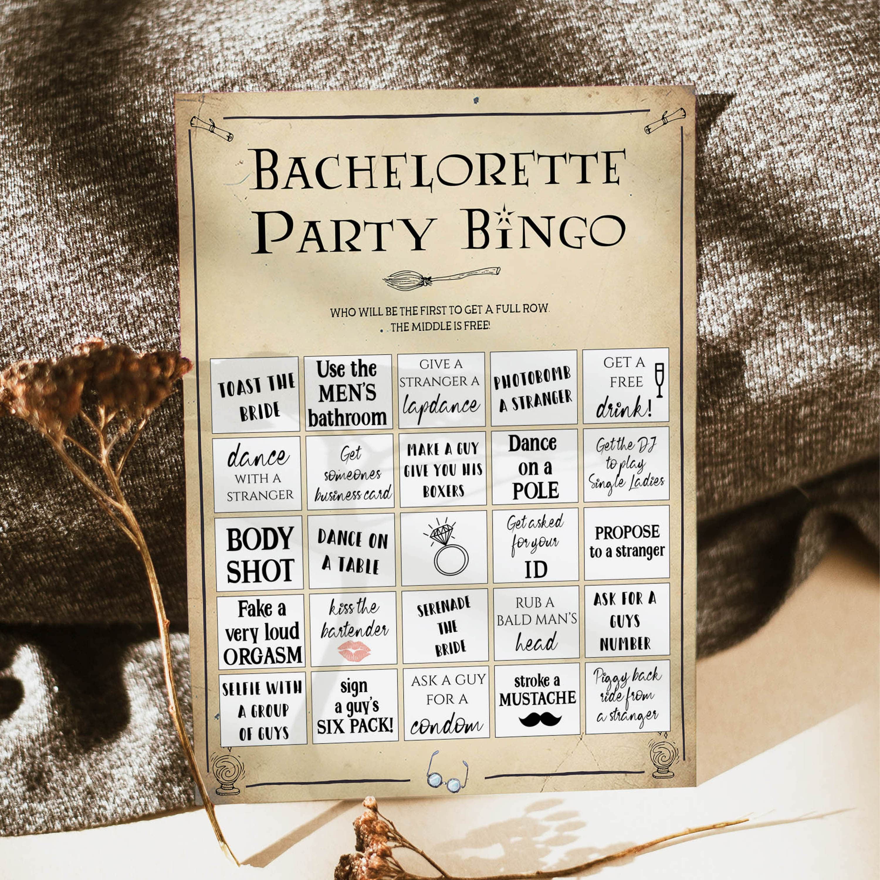 harry potter bridal shower, bachelorette bingo game, printable bridal shower games, fun bachelorette games, hens party games