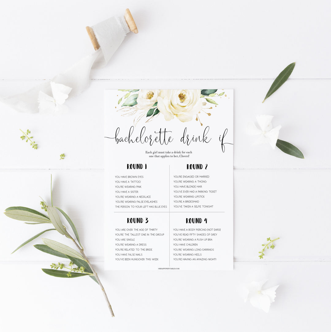 bachelorette drink if game, drink if game, Printable bachelorette games, floral bachelorette, floral hen party games, fun hen party games, bachelorette game ideas, floral adult party games, naughty hen games, naughty bachelorette games
