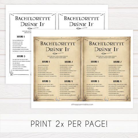 bachelorette drink if game, drink if bridal game, Printable bachelorette games, Harry Potter bachelorette, Harry Potter hen party games, fun hen party games, bachelorette game ideas, Harry Potter adult party games, naughty hen games, naughty bachelorette games