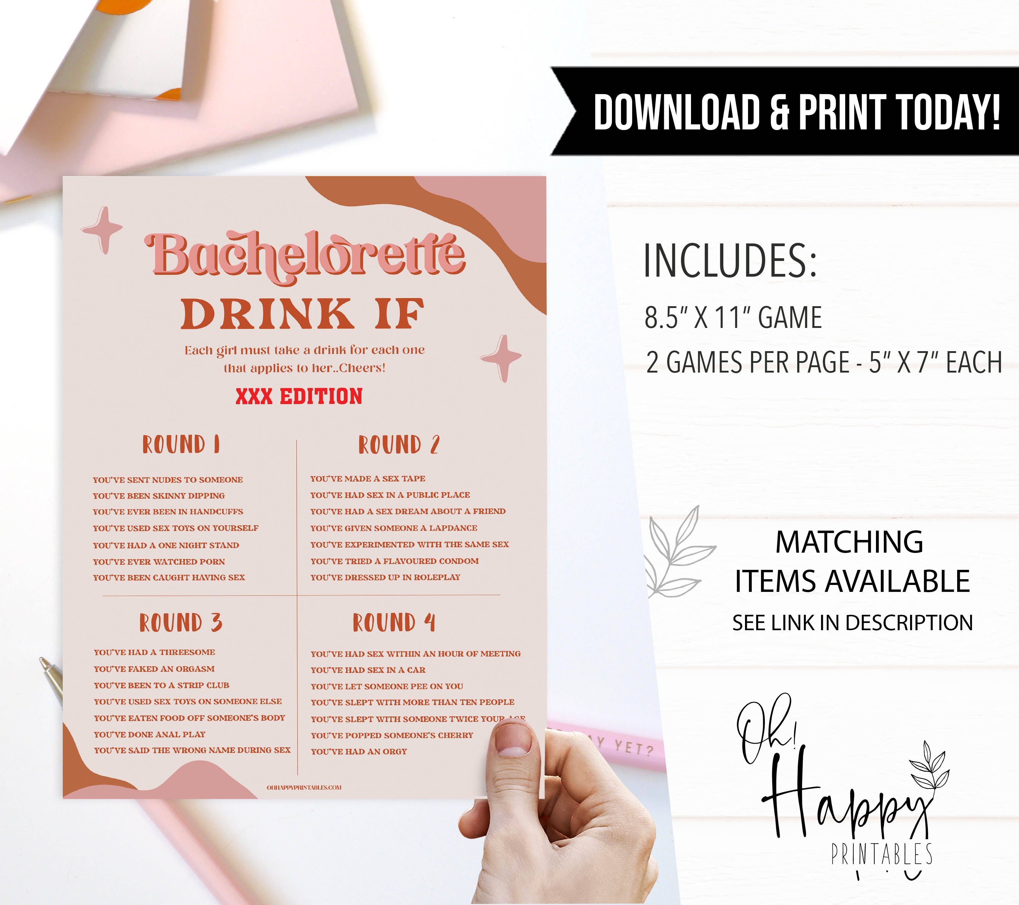 bachelorette drink if game, adult party games, 70s retro bridal shower, retro bridal shower games, modern 70s bridal collection, 70s bridal shower, printable bridal games