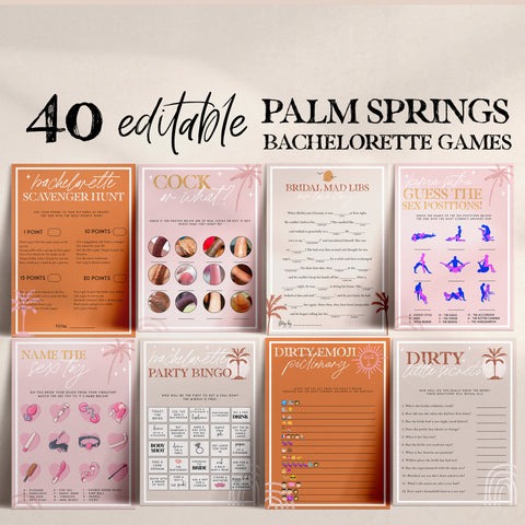editable palm springs bachelorette games, printable bachelorette party games, bachelorette games