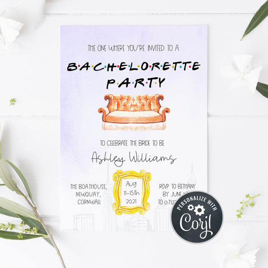 editable friends bachelorette party invitations, printable bachelorette party invitation, bachelorette party invitation, editable party invitation