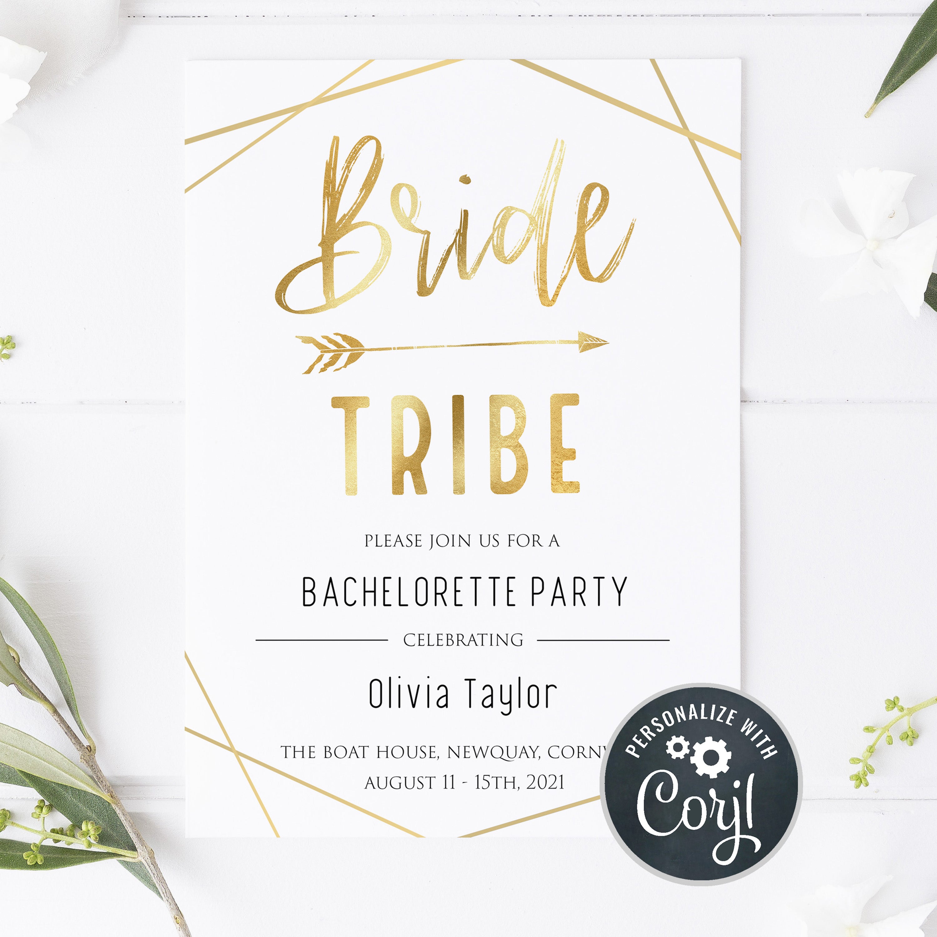 bride tribe bachelorette invitations, printable bachelorette invitations, editable bachelorette invitations, bride tribe bridal theme